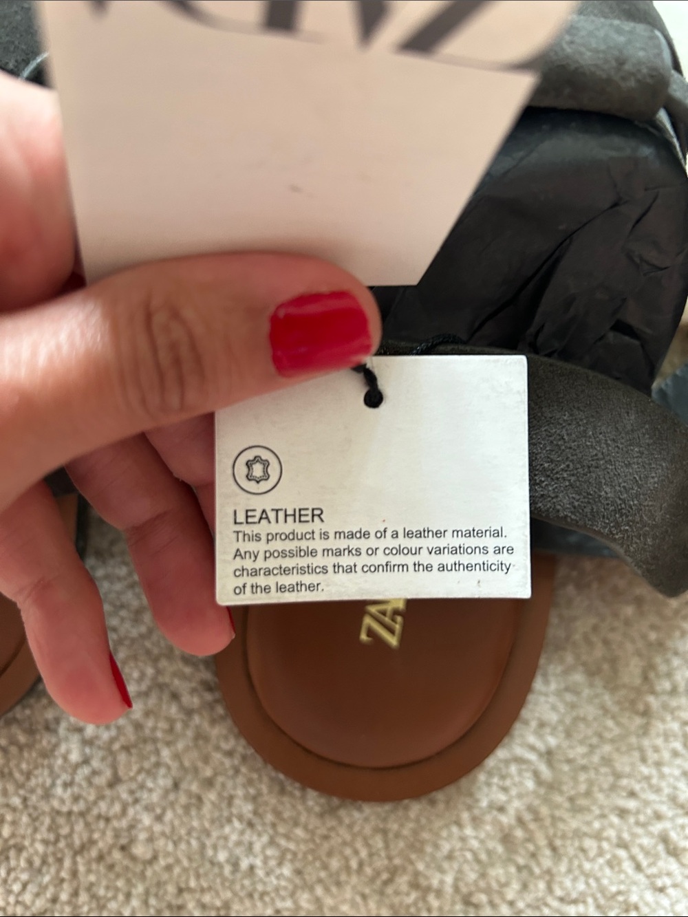 ZARA Dark Gray Suede Fisherman Sandals - Picture 3 of 7